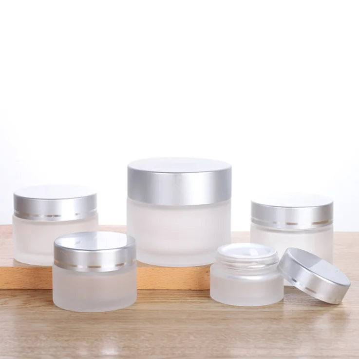 Daily Use Facial Cream Jars 50g 30g Empty Frosted Matte Transparent Glass Cream Container Cosmetic Packaging
