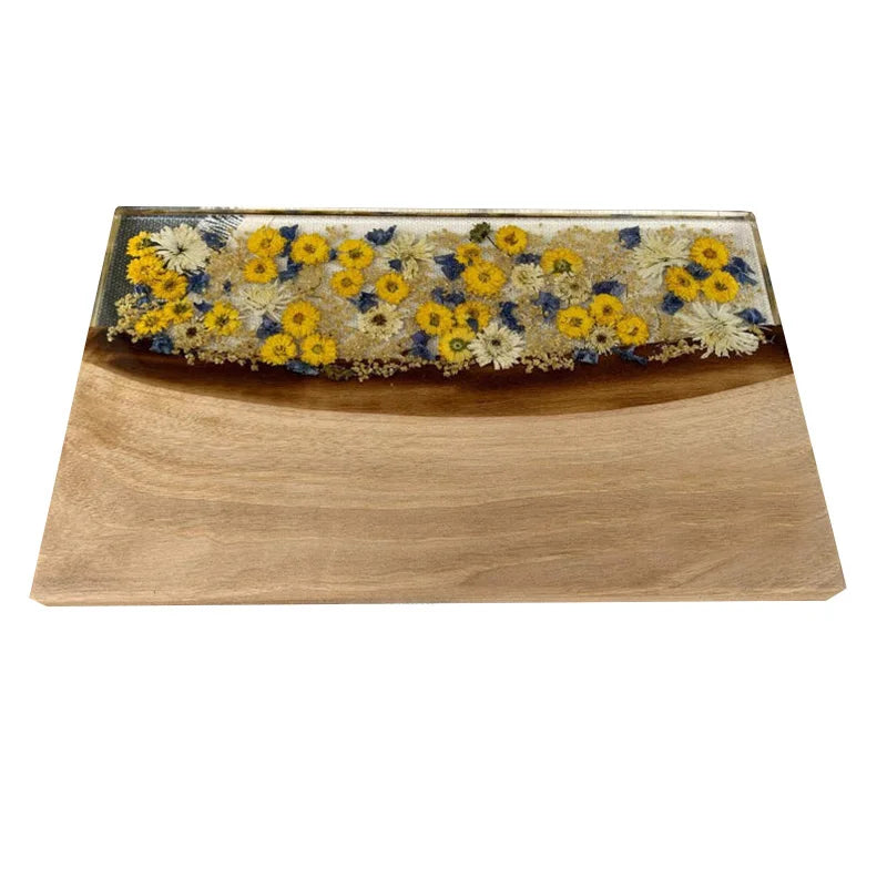 OEM/ODM Eco-Friendly Wood Chrysanthemum Flowers Epoxy Resin Walnut Rectangle Shape Environmentally Non-toxic Customizable Laser