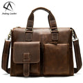 Andong Crazy Horse Leather Briefcase for Men Genuine Cow Leather Messenger Bags Crossbody Shoulder Bag Business