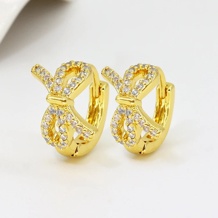Brass Fashion Jewelry 2022 Statement Women Desgin Ladies Copper Bow Tie Earrings Hoop
