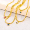 Wholesale Custom Stainless Steel Jewelry 18K PVD Gold Plated Oval Rice Bead Eyes Pendant  Necklace for Women