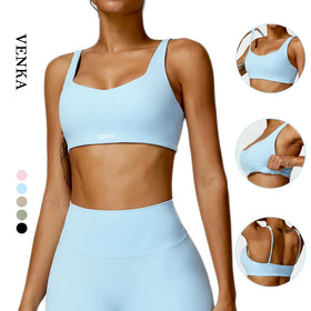 Women's Beautiful Back Fitness High Strength Shockproof Sports Bra Sexy Crop Top Female Detachable Chest Pads Running Yoga Bra