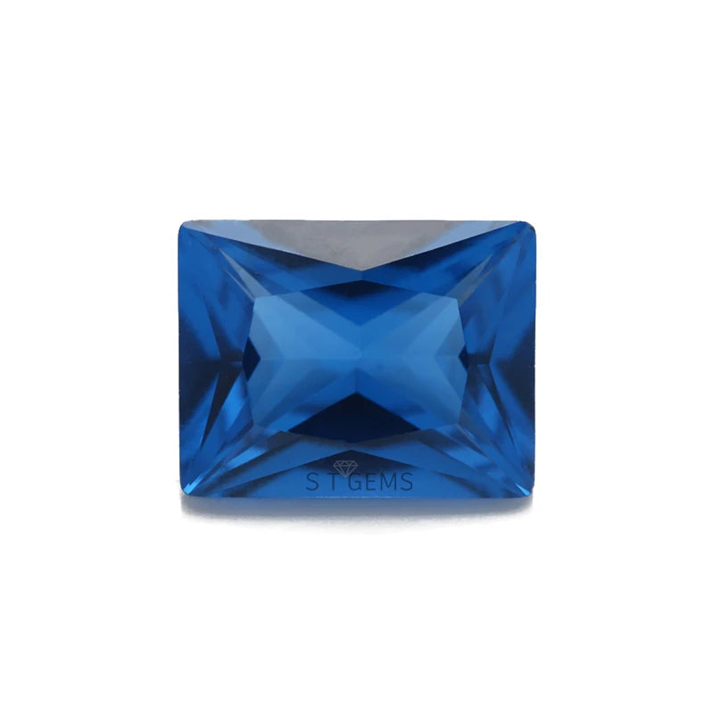 Polished Synthetic Spinel Stone Rectangle Cut 109# Blue Color Gems for Jewelry Making