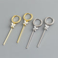 New Trendy Bar Long Tassel 18k Gold 925 Sterling Silver Butterfly Zircon Hoop Earrings for Women