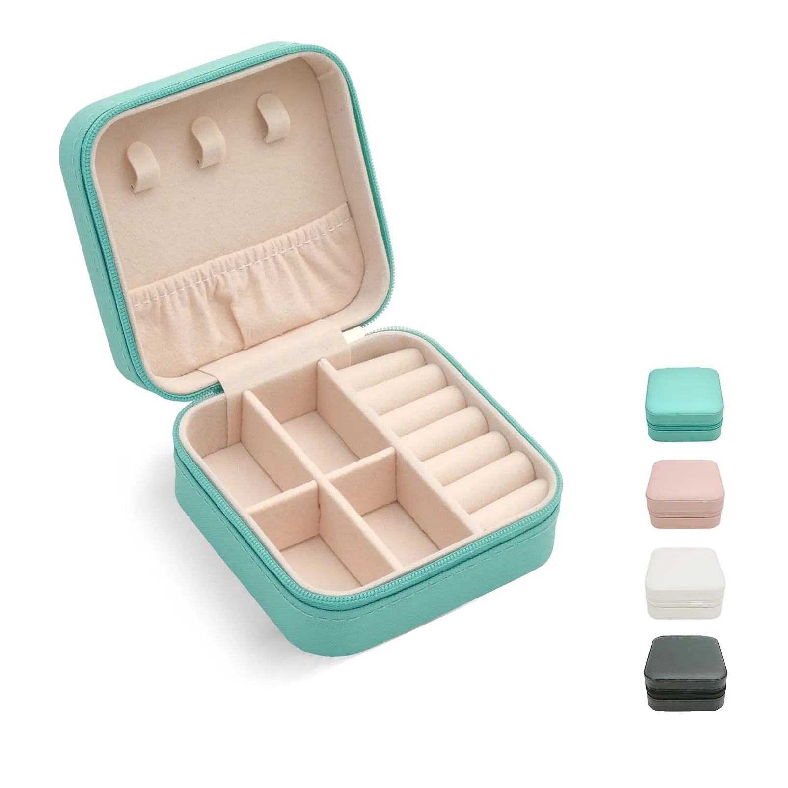 Leather Jewelry Travel Case Jewelry Organizer Box Mini Portable Jewelry Display Storage Box for Rings Earrings Necklaces