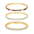 4mm 6mm Diamonds Bohemian Bracelet 18K Gold Plated Color Zircon Rainbow Bracelet Fashion Women Tennis Bracelets