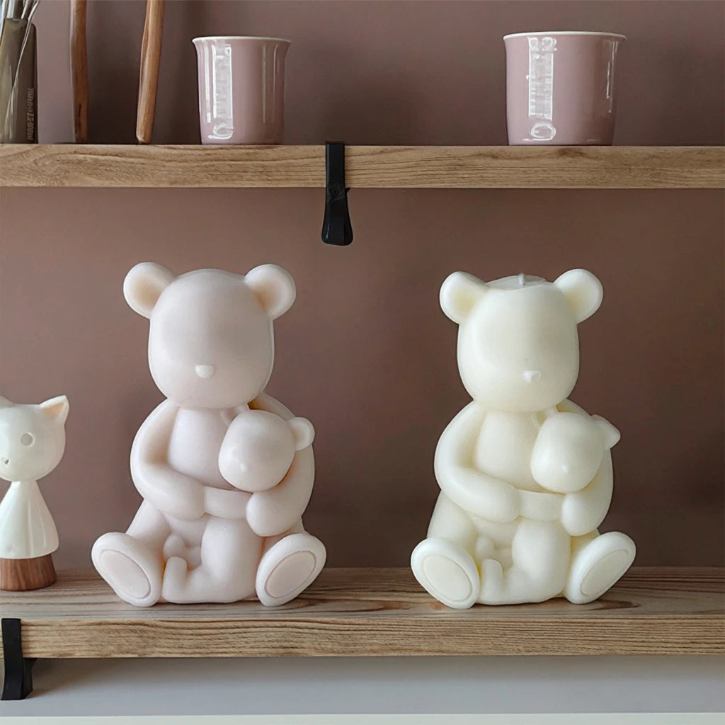 3D Cute Cartoon Violent Bear Silicone Candle Mold Plaster Figure Ornaments DIY Scented Candle Mold