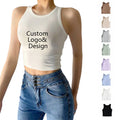 Summer Hot Sell Women's Custom Logo Ribbed Tank Top Casual Sleeveless Tee with Breathable Knitted Fabric