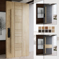 Foshan Manufacture Premium Quality Unique Gone Groove Design Solid Timber Wood Entrance Doors External Doors for House