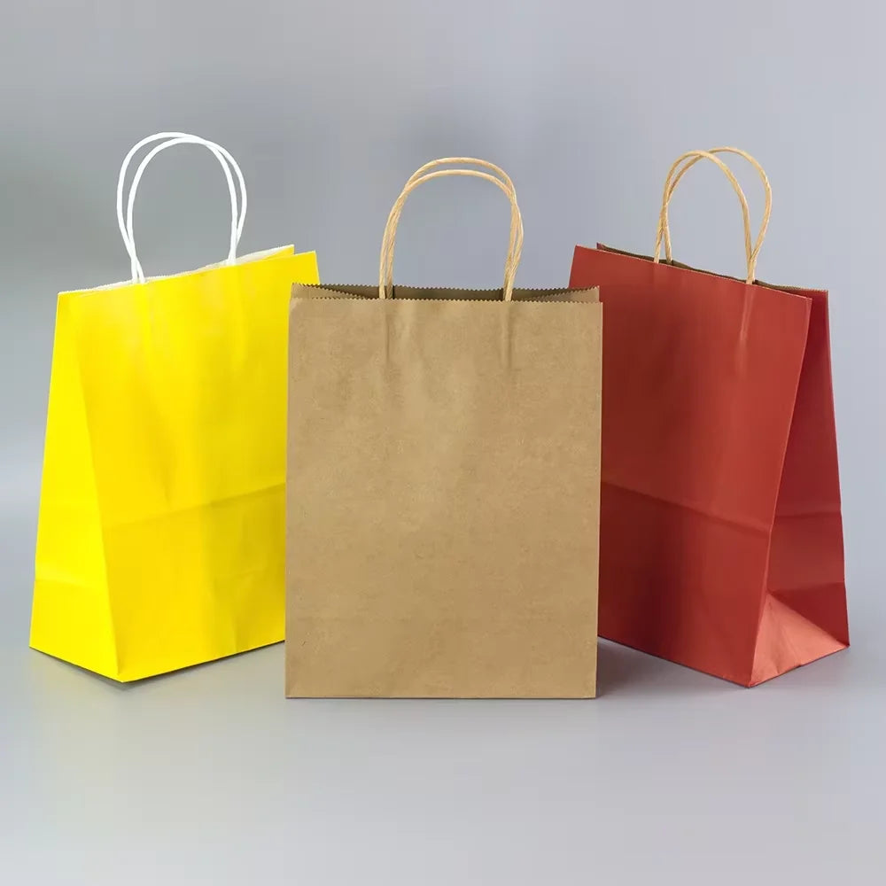 Wholesale Cheap Custom Print logo Kraft Bown Paper Shopping Bags With Handles