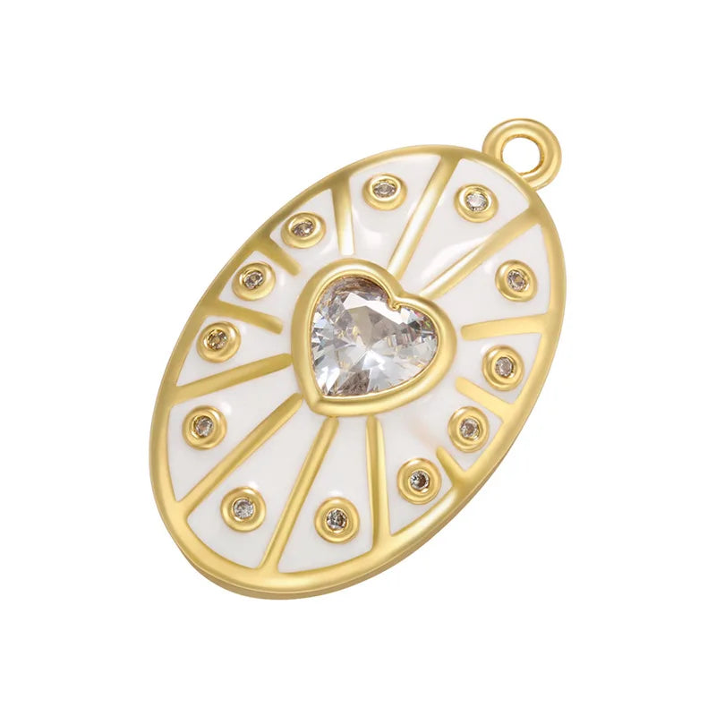 MIENTER Healing Crystal Enamel Pendant Jewelry Fashion Women Gold 18k Heart Charm Pendants for Necklace