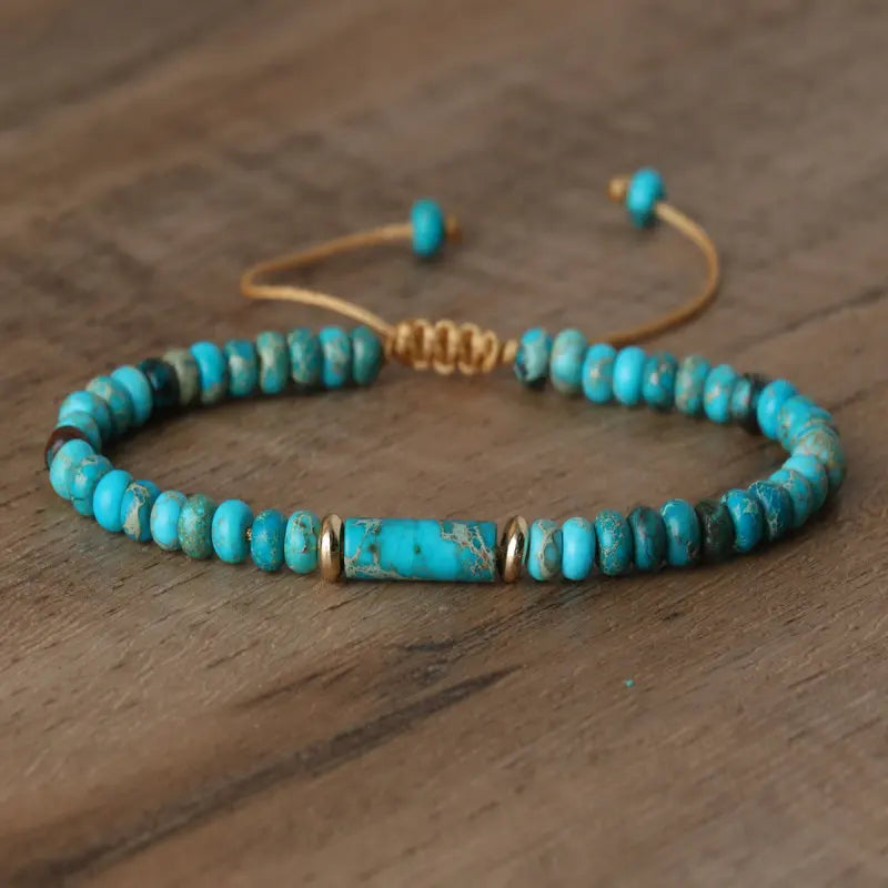 Dainty Stone Bracelet for Women Gift Handcrafted Adjustable Colorful Jasper Gemstone Beaded Boho Jasper Bracelet