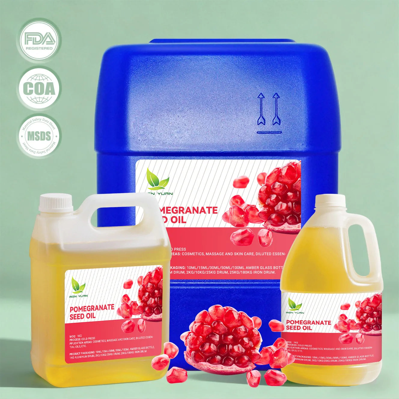 Cold Pressed Pomegranate Seed Oil Punica Granatum Virgin Oil Rich in Punicic Acid for Skincare MSDS COA Verified Manufacturer