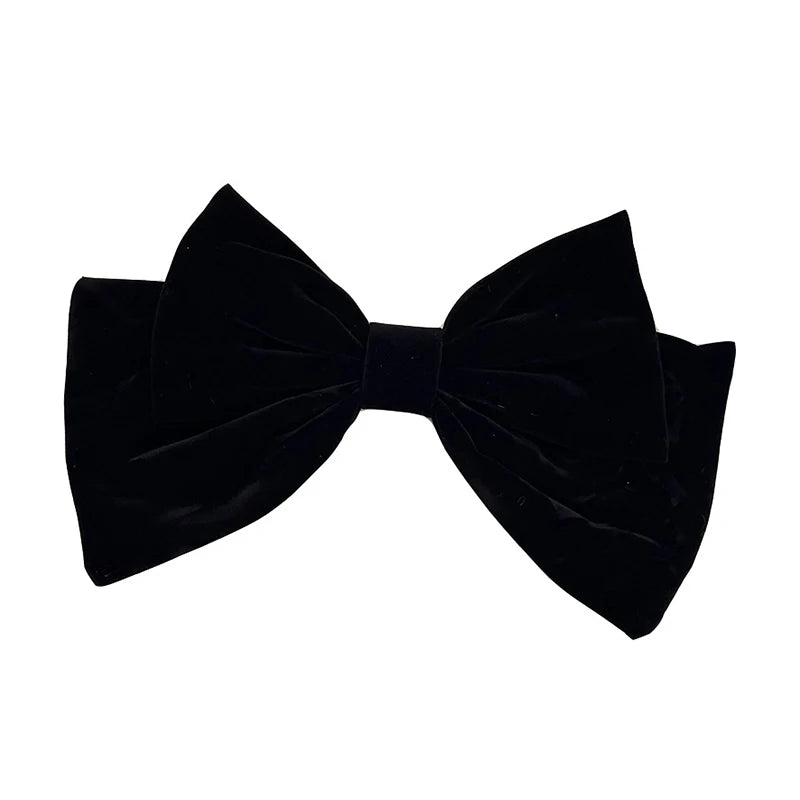 Velvet French Barrette Hair Accessories for Women Girls Toddlers Kids Children with Black Ribbon Hair Clip Made of Durable Metal