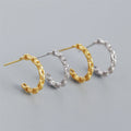 SP 2022 Gold Plated Chain C Shape Hoop Earrings 925 Sterling Silver Link Chain Stud Earrings