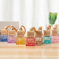 New Style 10ml Square Empty Aroma Diffuser Glass Bottle Pendant Car Air Freshener Bottles With Wooden Cap