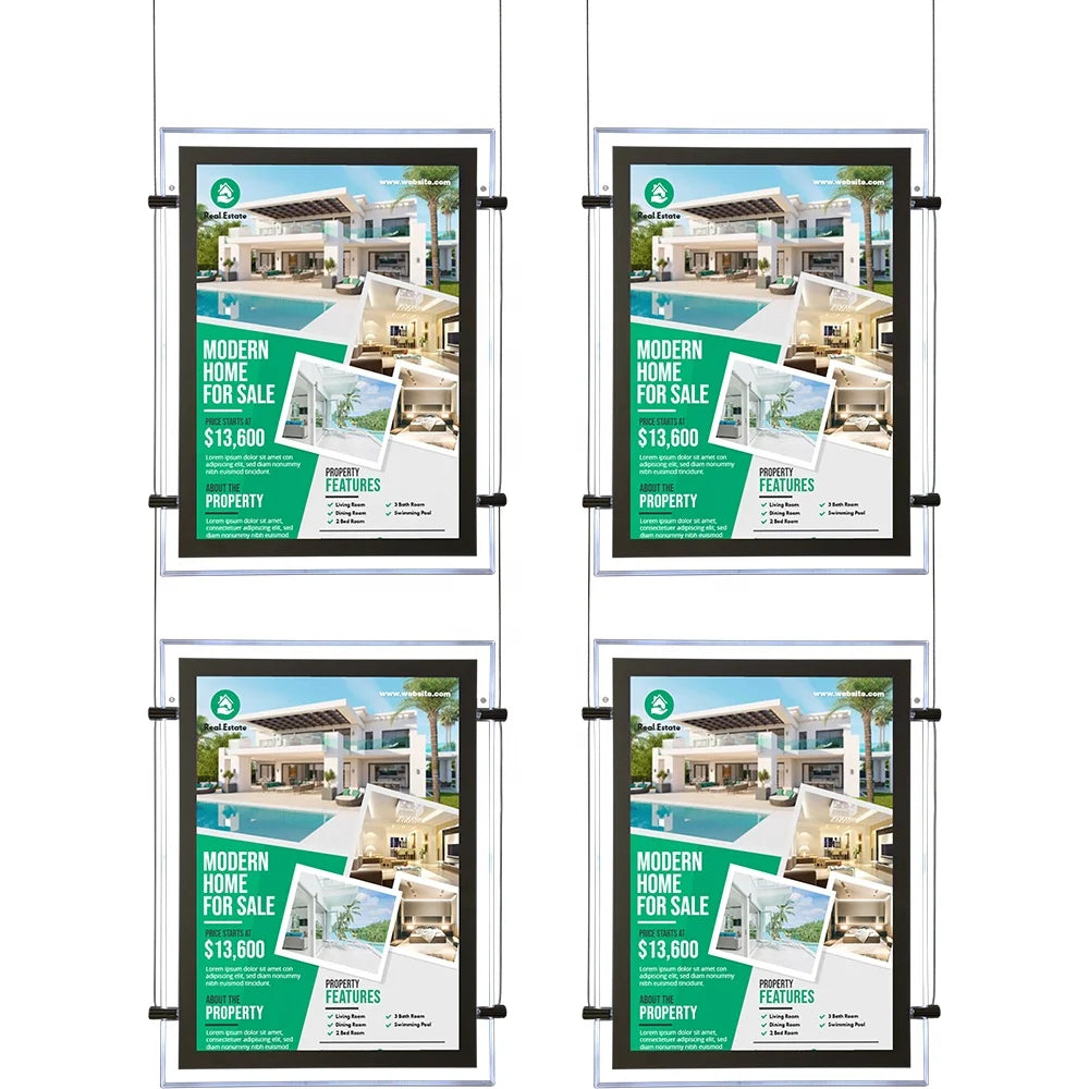 LITSIGN Photo Product Estate Agent Transparent Digital Led Poster Edge Lit Acrylic Led Window Sign Hanging Ultra Slim Dustproof