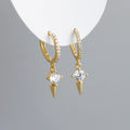925 Silver Fashionable Spike Triangle Cz Diamond Gold Plated Hoop Earrings Fashion Jewelry Earrings for Women