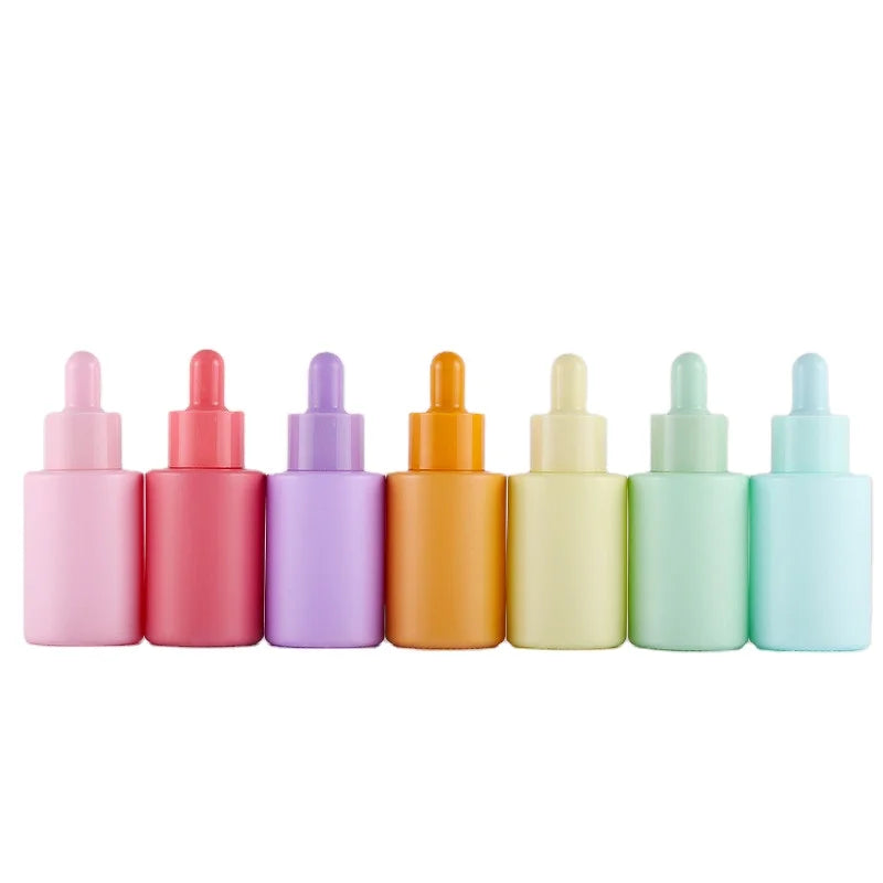 Macaron 20ml Green Dropper Bottle 50ml Red/Blue/Pink/Orange/Yellow Flat Cosmetics Serum Oil 30 ml Dropper Bottle Luxury  Package