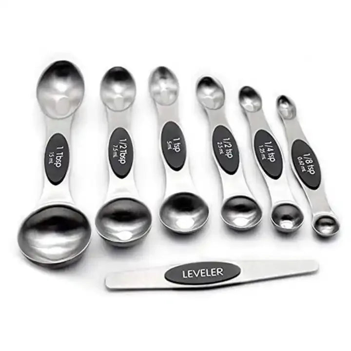 Magnetic Dual Sided Measuring Spoons Set Stainless Steel Fits in Spice Jars Set of 7
