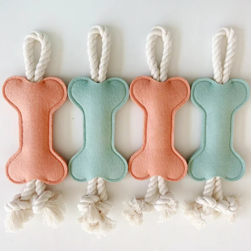 Dog Bone Chew Toy Felt Pet Toys Hand Colorful Dog Soft Toy Bone for Dogs