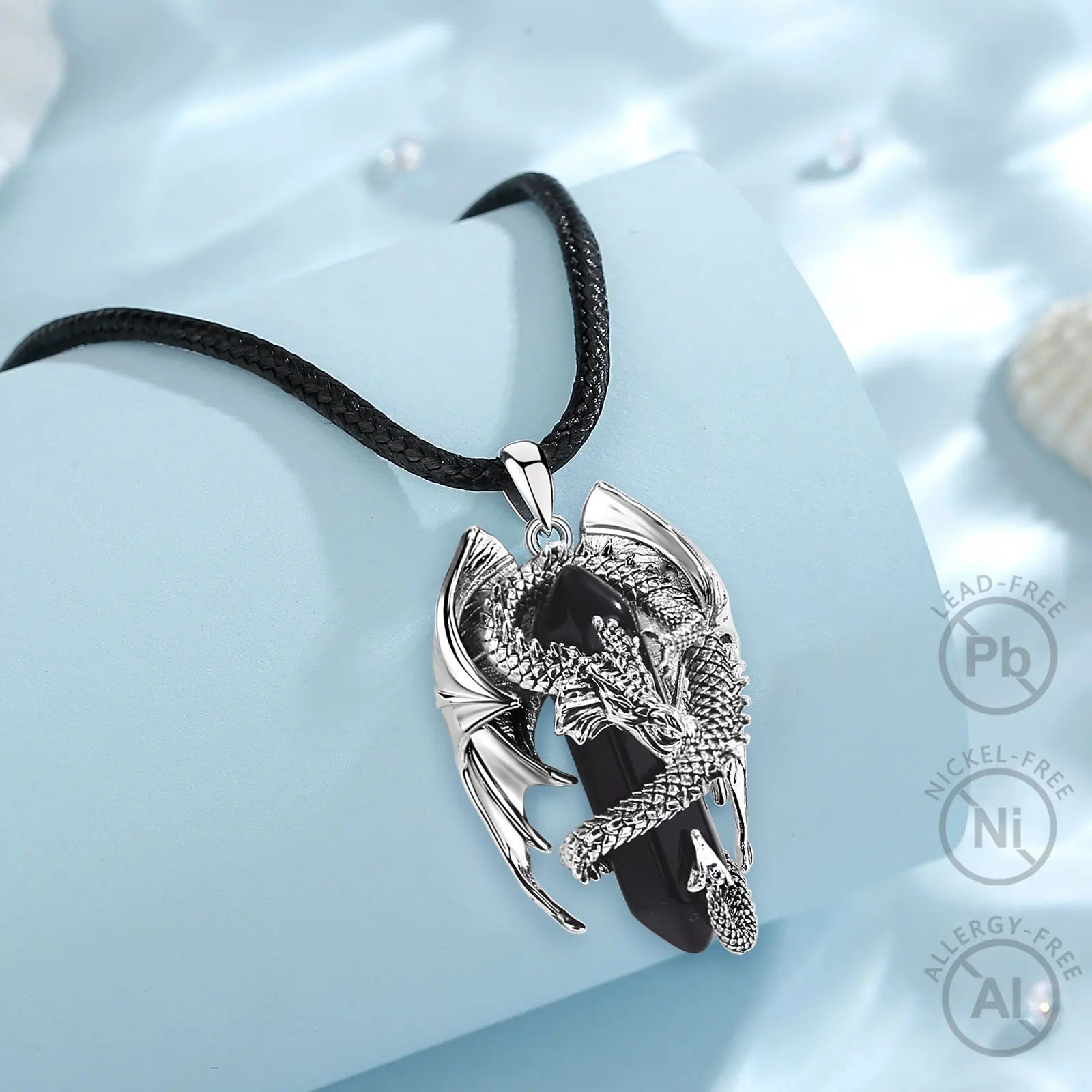 Merryshine Reiki Spiral Healing Crystal Natural Stone Hexagonal Dragon Pendant Necklace for Men