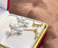 E1718 4-5mm DIY Natural Freshwater Pearl Charm Earrings Mounting Accessory 925 Sterling Silver Gold Plated  Jewelry for Women