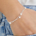 Dainty 100% Handmade Fine Jewelry 925 Sterling Silver Fresh Water Pearl Layered Bracelet for Women