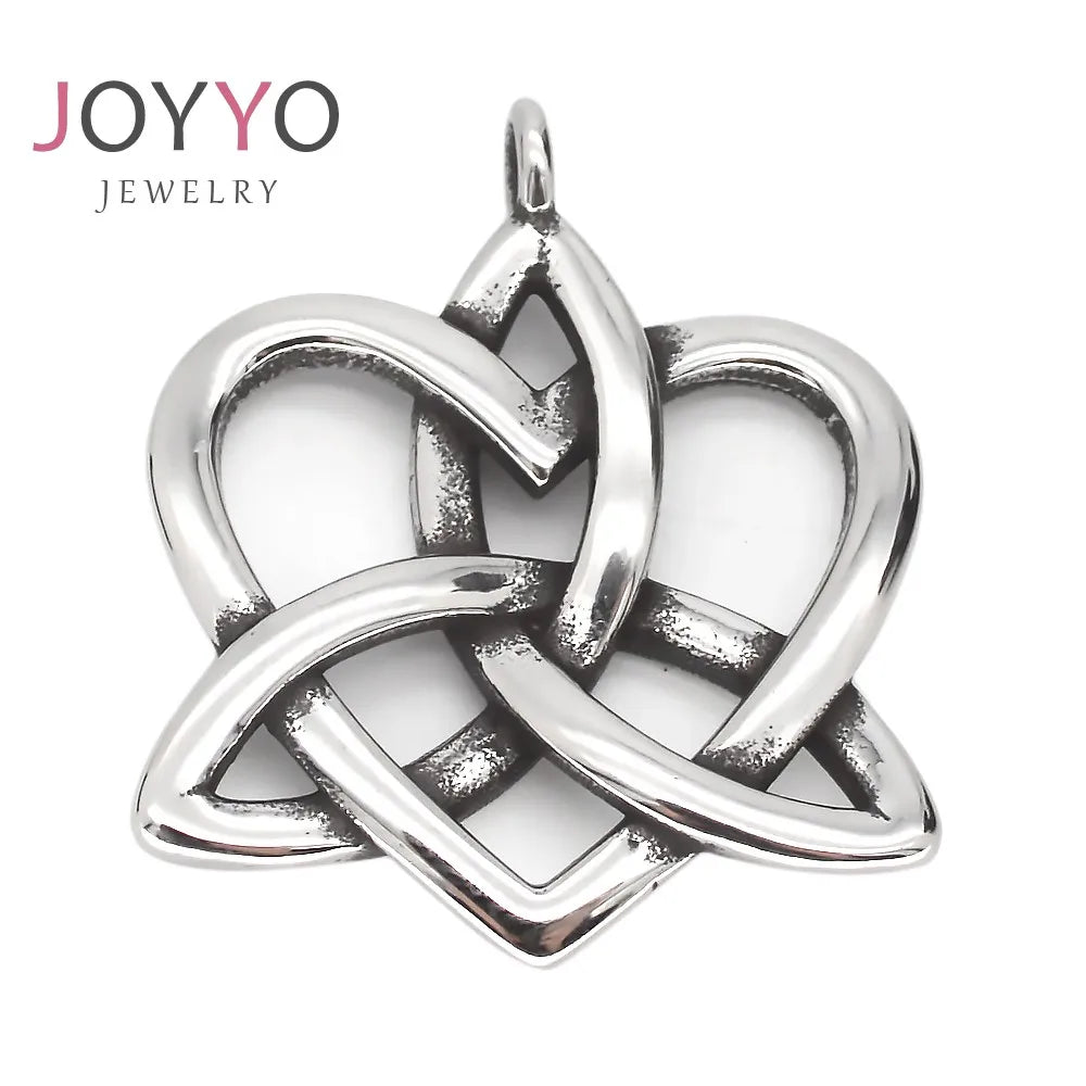2025 Personalized Antique Silver Plated Stainless Steel Pendant Necklace Featuring Big Heart Triquetra Symbol Irish Celtics Knot