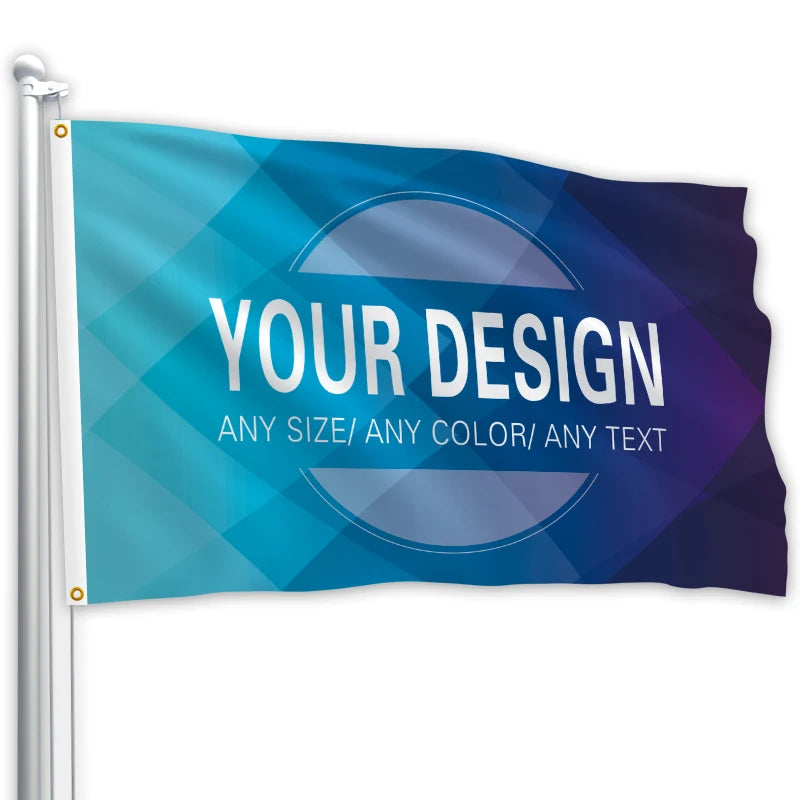 90x150cm 100% Polyester Flag Custom 3x5 Outdoor Promotion Silk Screen Printing logo Big Large Double-sided Custom Flag
