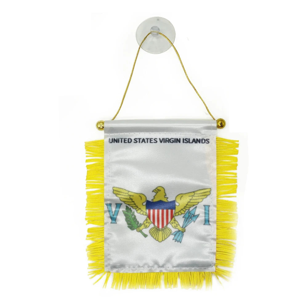 Custom Logo Hanging US VIRGIN ISLANDS Pennant Flag for Car Rearview Mirror and Home Decoration