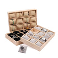 Factory Wooden Pillow Watch Tray Bracelet Bangle Storage Display 12 Slots Storage Tray With Velvet Leather Pillow