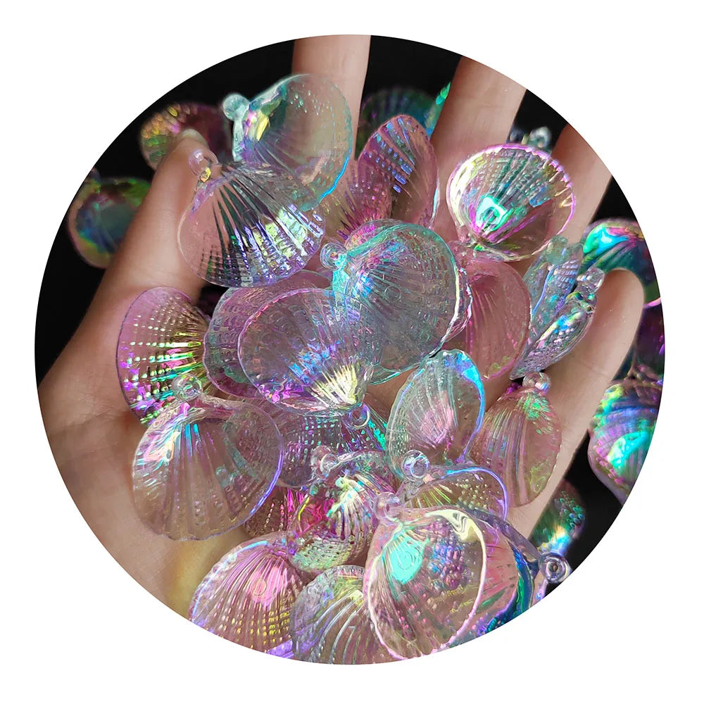 Plated Sea Shell With Hole 28mm 100pcs/lot Jewelry Loose Spacer Beads DIY Seashell Crystal Bracelet Necklace Pendants Supplies