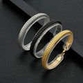 Men'S Simple Double Line Stainless Steel Snake Chain Hip Pop Punk Wristband Bangle
