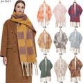 Landfond Classic Polyester Autumn Winter Thickened Looped Yarn Jacquard Plaid Scarf for Women with Customized Color & Logo