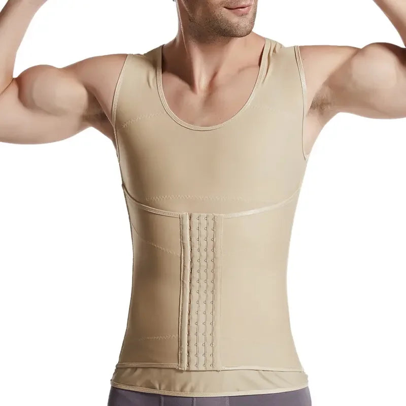 Plus Size Men Slimming Tank Top Waist Trainer Belt Body Shaper Adjustable Tummy Control T-Shirt Vest