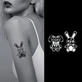 Two Rabbits Custom Temporary Henna Tattoo Stencil Waterproof Body Art Tattoo Sticker in Black for Hand Premium Quality
