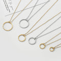 EManco 316L Stainless Steel Clavicle Chain Necklace for Ladies Titanium Steel Necklace with Hollow Round Pendant