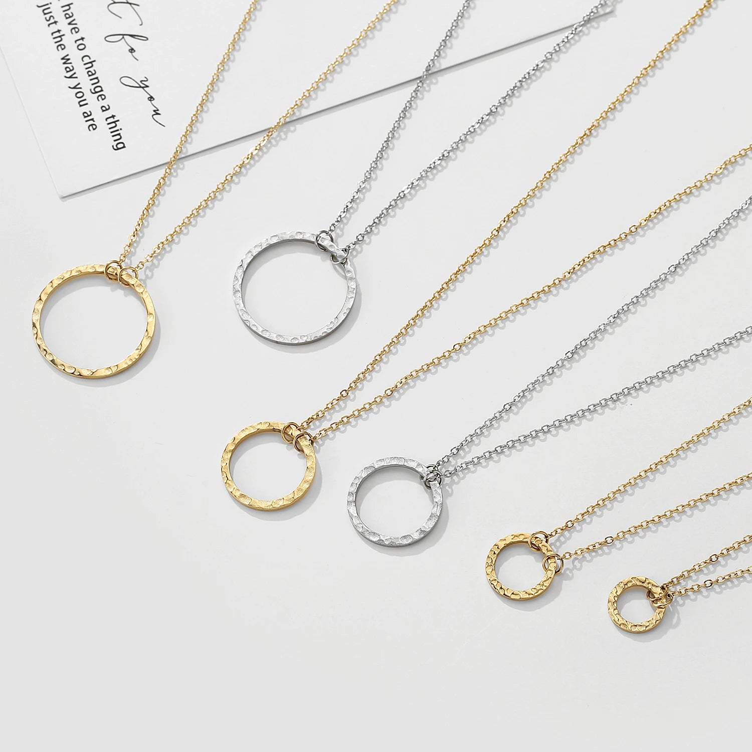 EManco 316L Stainless Steel Clavicle Chain Necklace for Ladies Titanium Steel Necklace with Hollow Round Pendant