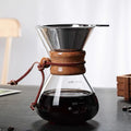 Borosilicate Heat Drip Espresso Pour Over Glass Coffee Maker with Bamboo Sleeve Filter 400ml Capacity Lead & BPA Free Handmade