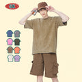High Quality Cotton Washed Vintage Toweling Terry Towel Men's Shirt Oversized Drop Shoulder Printed T-shirt