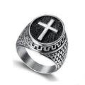 New Retro Punk Ring Stainless Steel Polished Catholic Cross Men's Ring