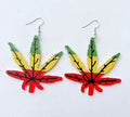 DIY Customized Designs African American Maple Leaf Earrings Round Wooden Earrings African Women Jewelry