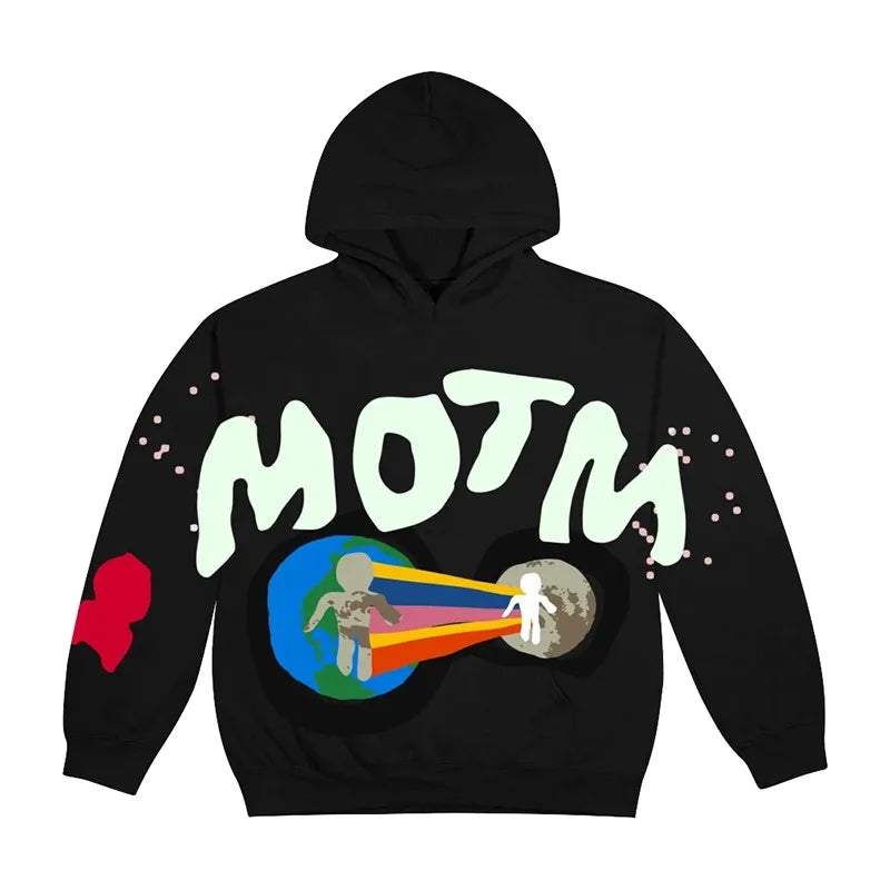 Unisex 100% Cotton Custom  Heavyweight Puff Printing Sweatshirt High Quality Hoodie With Graffiti Pattern Hooded Collar Pullover