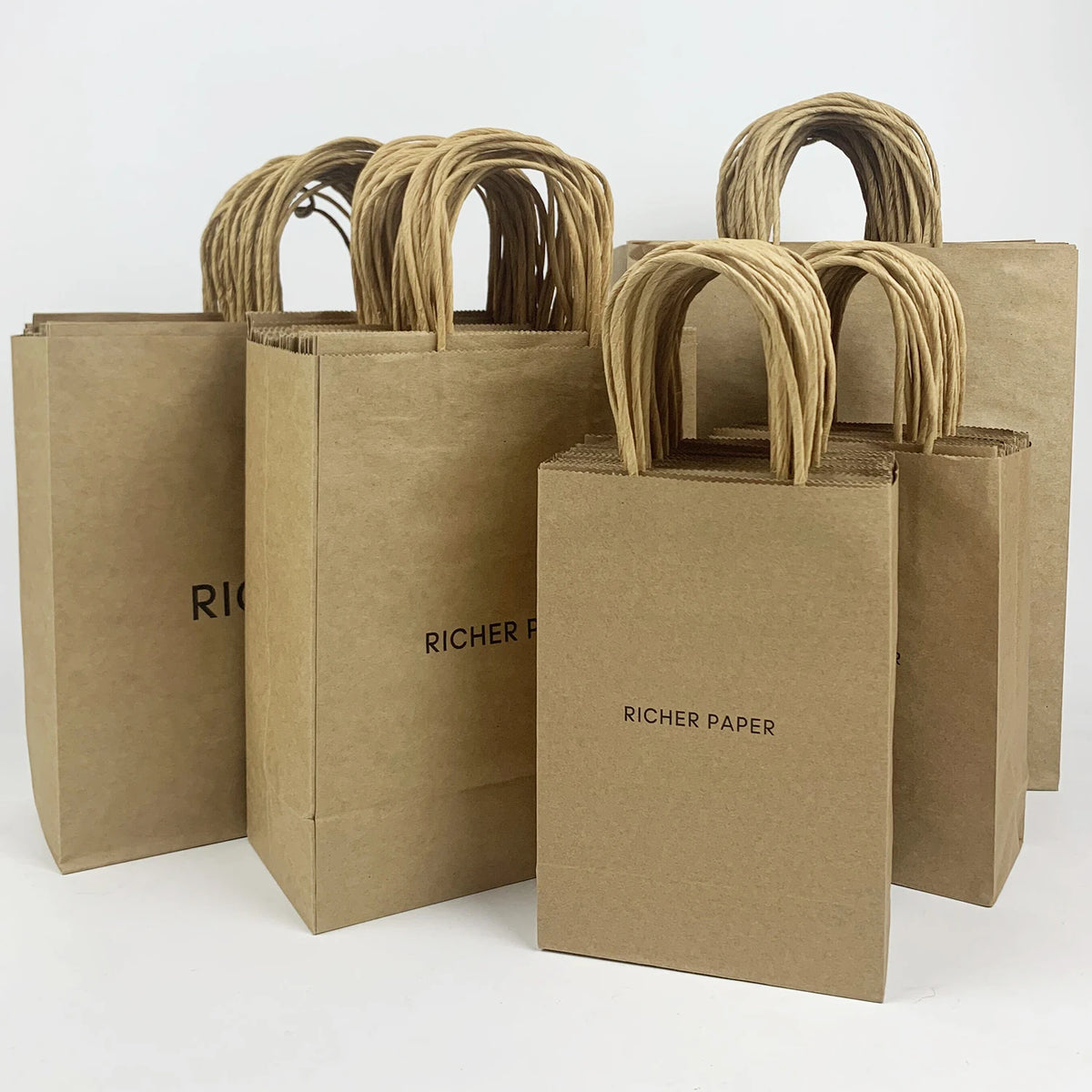 Custom Concise White Brown Kraft Paper Bags Biodegradable Recyclable Food-Safe Shopping Bags Custom Colors Noodle Milk Salad