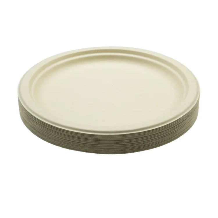 Premium Disposable 6 Inch Round Bagasse Dinner Plates Reusable and Eco-Friendly for Weddings Parties Catering Events Camping