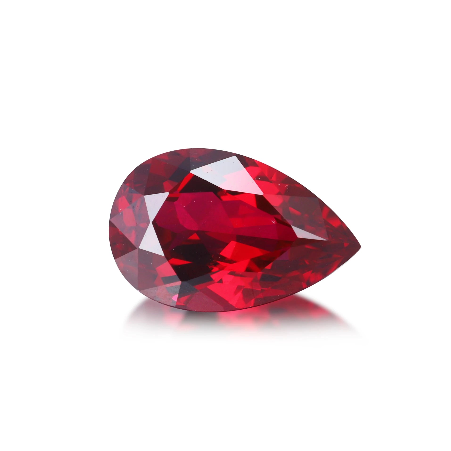 Lab-Grown Brilliant Cut Ruby Corundum Stone Mineral Gemstone of High Quality Pulled Method Pear Shape Created by Experts