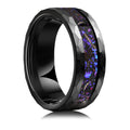 POYA Nebula Couple Rings 8mm 6mm 4mm Black Polished Dome Tungsten Wedding Ring for Men Comfort Fit Purple Band