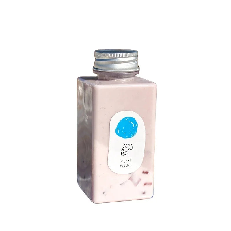 Eco-Friendly 350ML PET Bottle Short Square Shaped Plastic Beverage Bottle for Juice Soda Tea