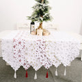 Modern Style 100% Polyester Woven Foil Printed Christmas Pattern Table Runner Tassel Edge for Geometric Party Decorative Use